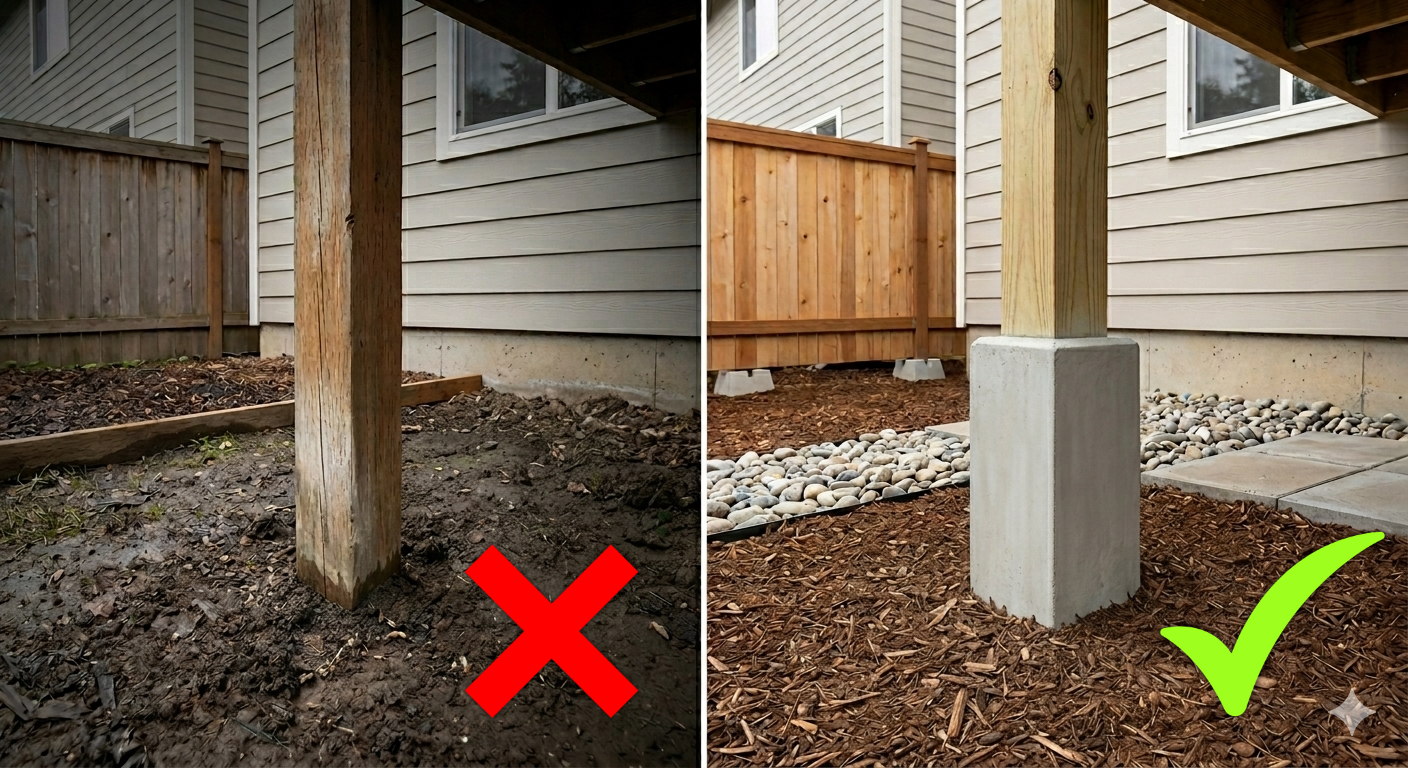 how to avoid wood direct contact with soil