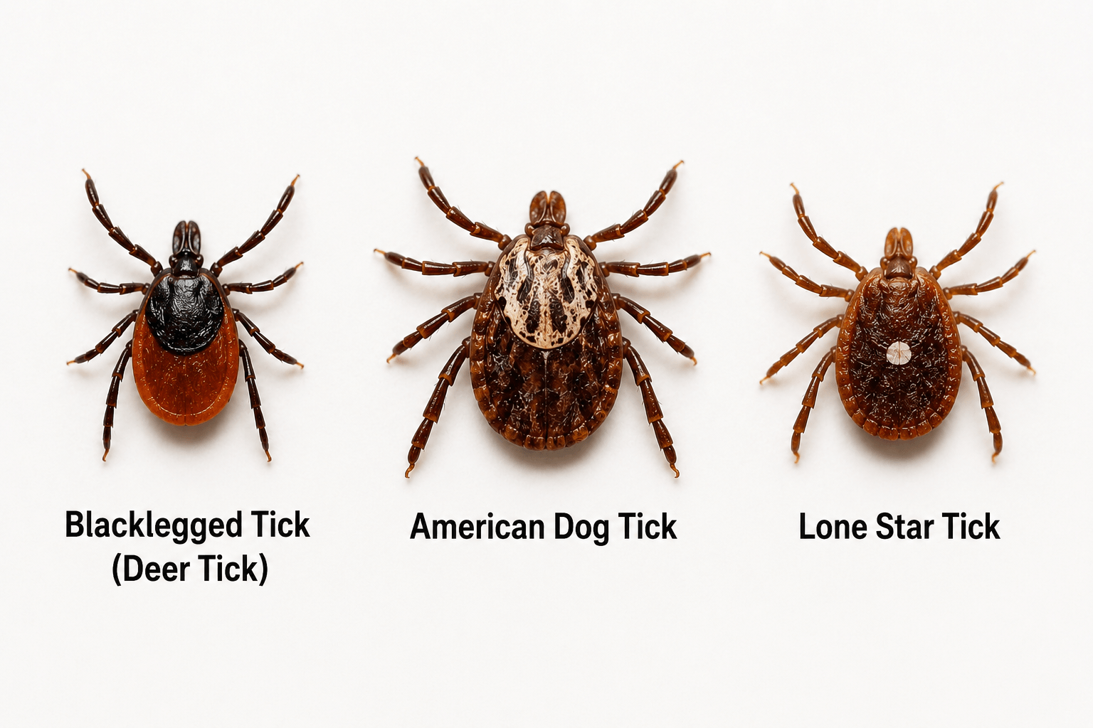 Three common tick species found in Western New York