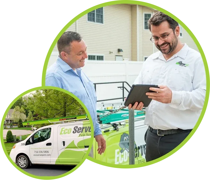 Great customer service, technician working with a customer
