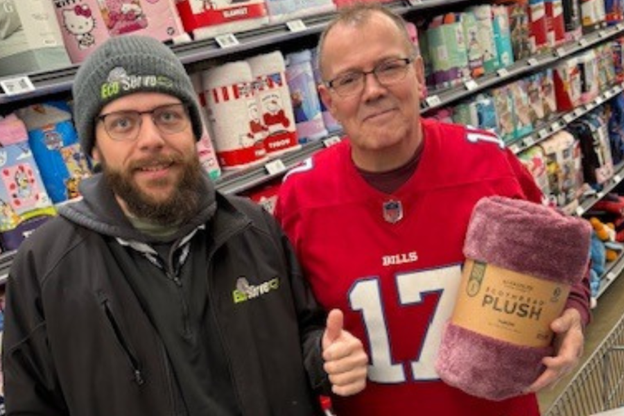 Eco Serve team selecting gifts for Compeer of Buffalo’s Winter Wonderland celebration 