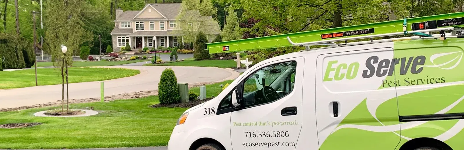 van in front of customer home