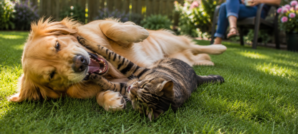 golden retriever and cat